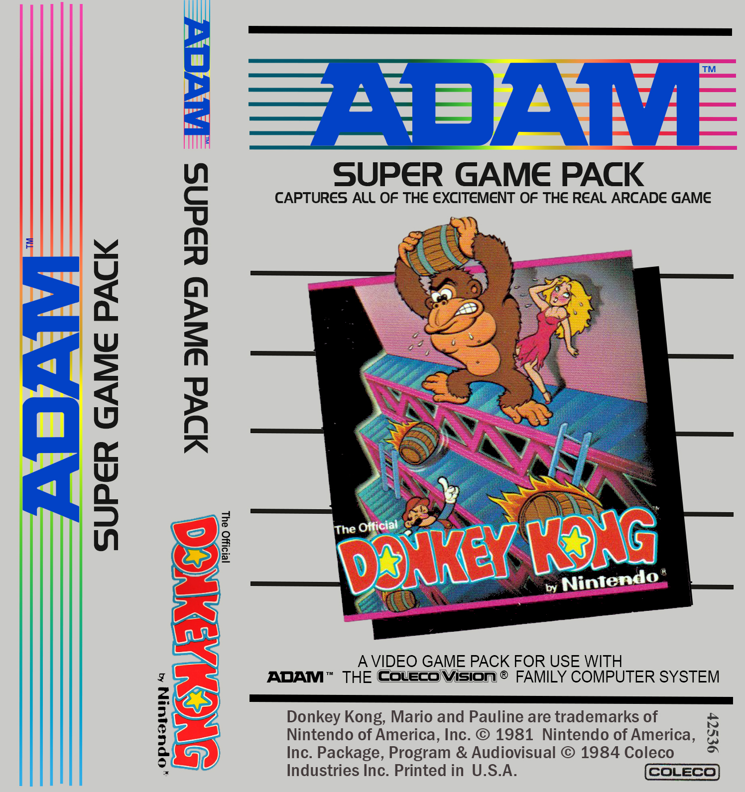 Donkey Kong J-Card for ColecoVision ADAM